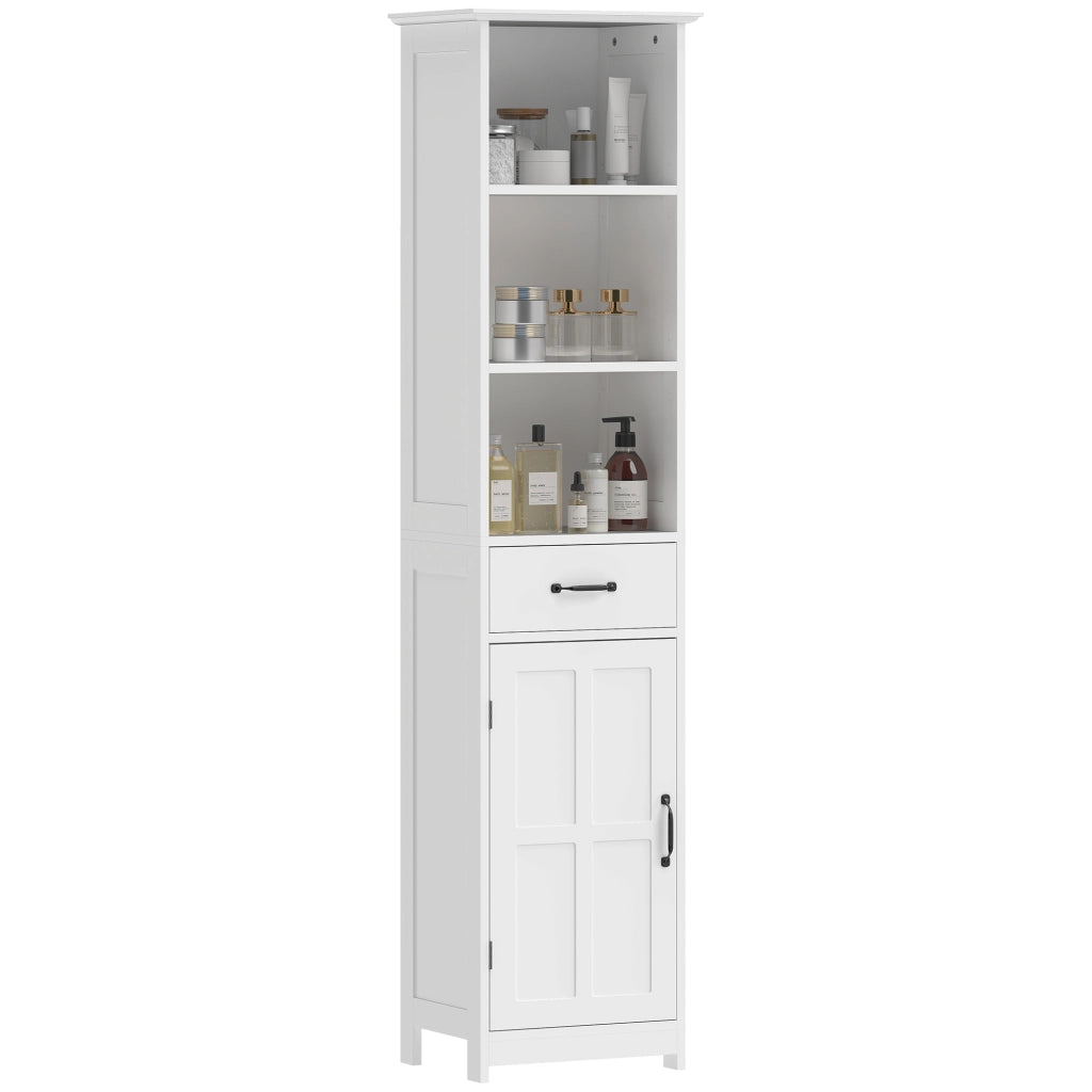 Colonna bagno con 3 scomparti aperti, cassetto e ripiano regolabile ¨C Minimal ¨C bianco 40x30x164