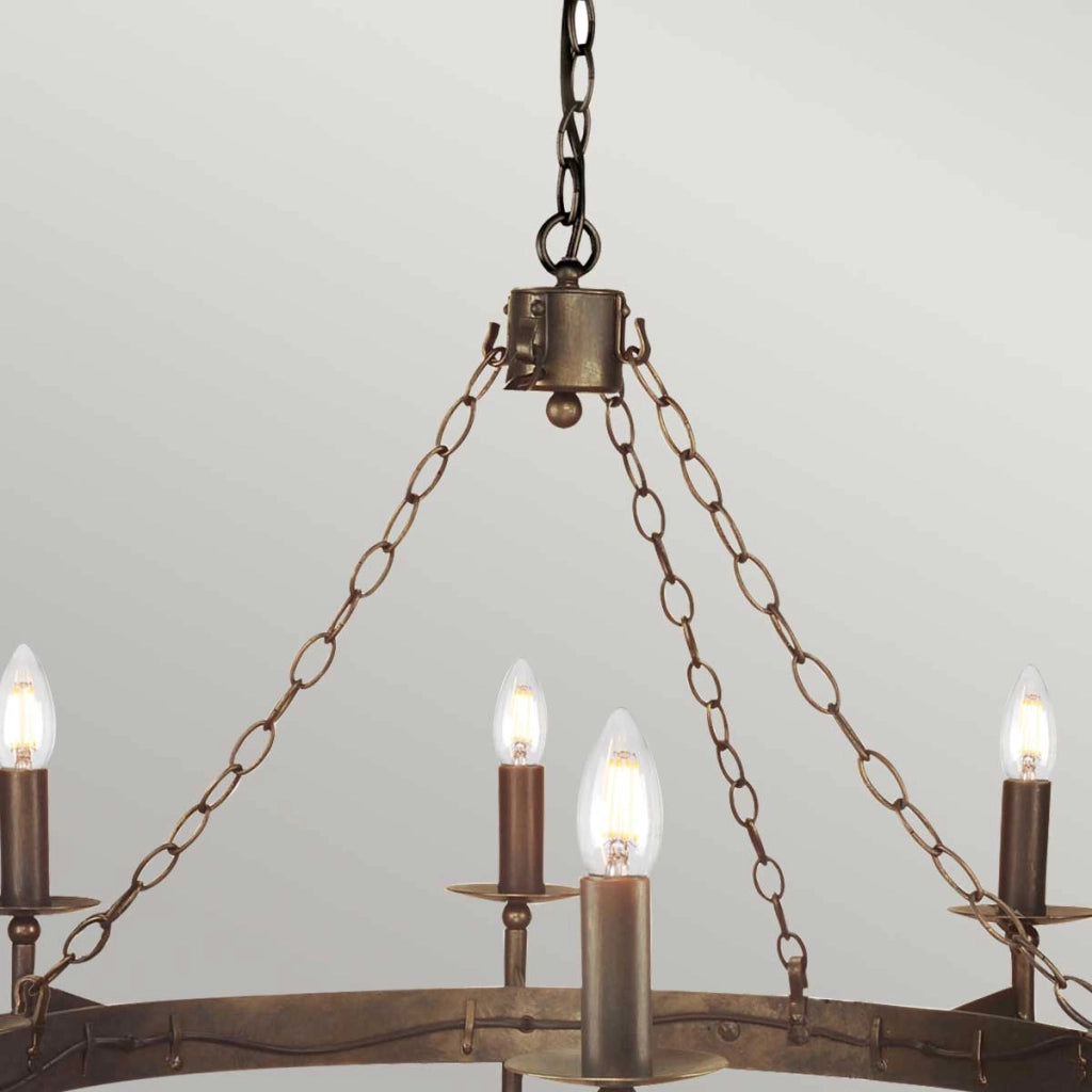 Lampadario gotico Cromwell bronzo antico 8xE14 Elstead