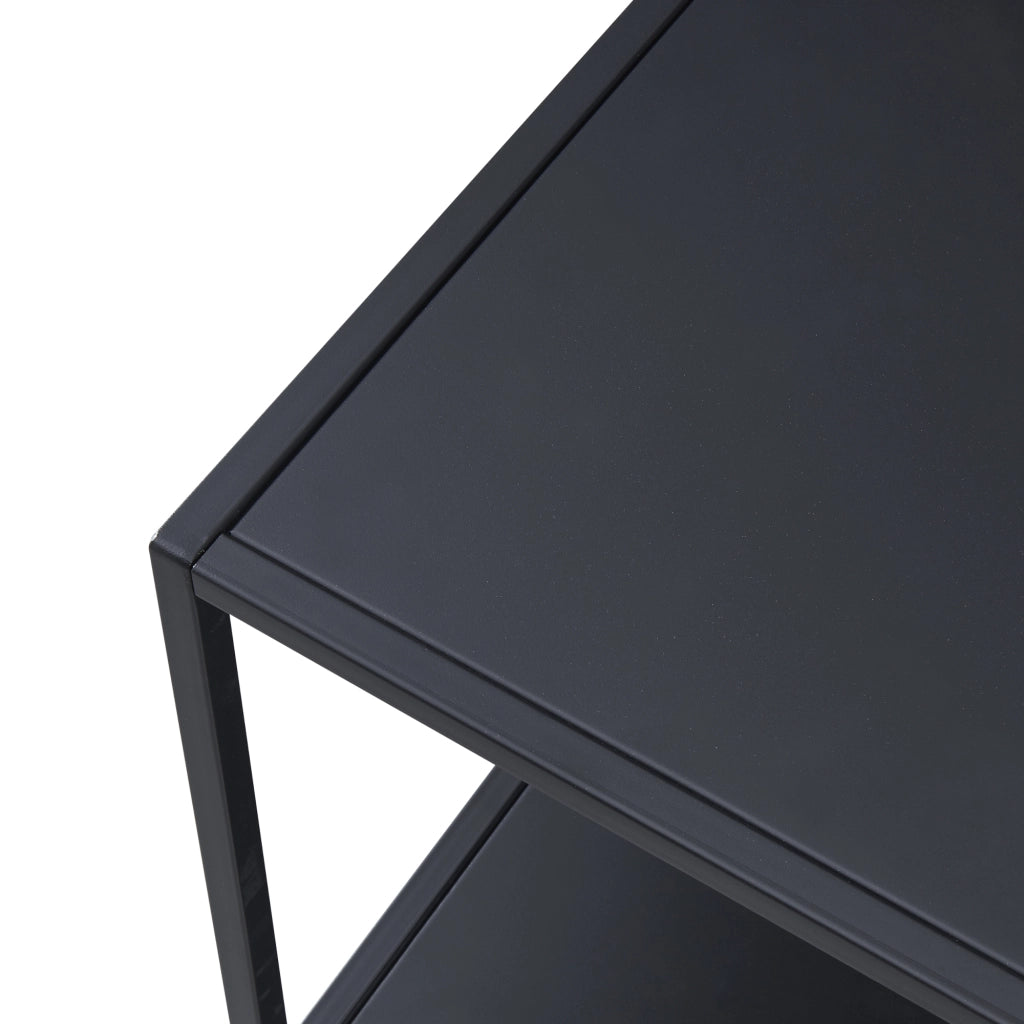 Tavolino Basso Kumlinge in Acciaio con Ripiani Quadrati 47 x 45 x 45 cm Nero [en.casa]