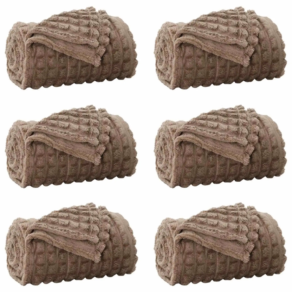 Coperte da Pile 6 pcs Cammello 200 x 150 cm Panno 42016946