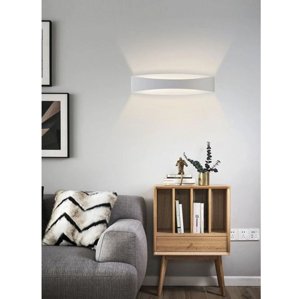 Trade Shop - Applique Led Da Muro 12w Up & Down In Alluminio Bianco 3 Temperature Luce E59-b3c -