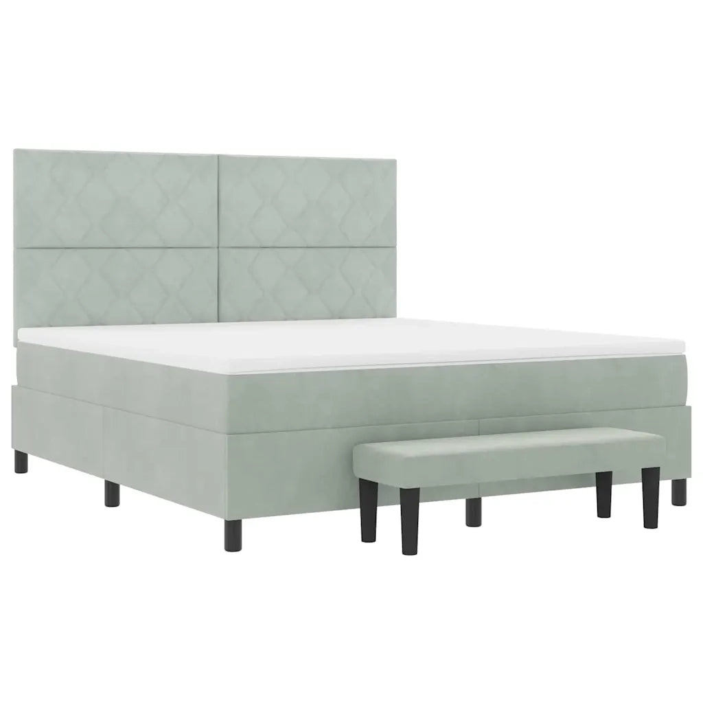 Letto a molle con materasso Grigio chiaro 180 x 200 cm Velluto
