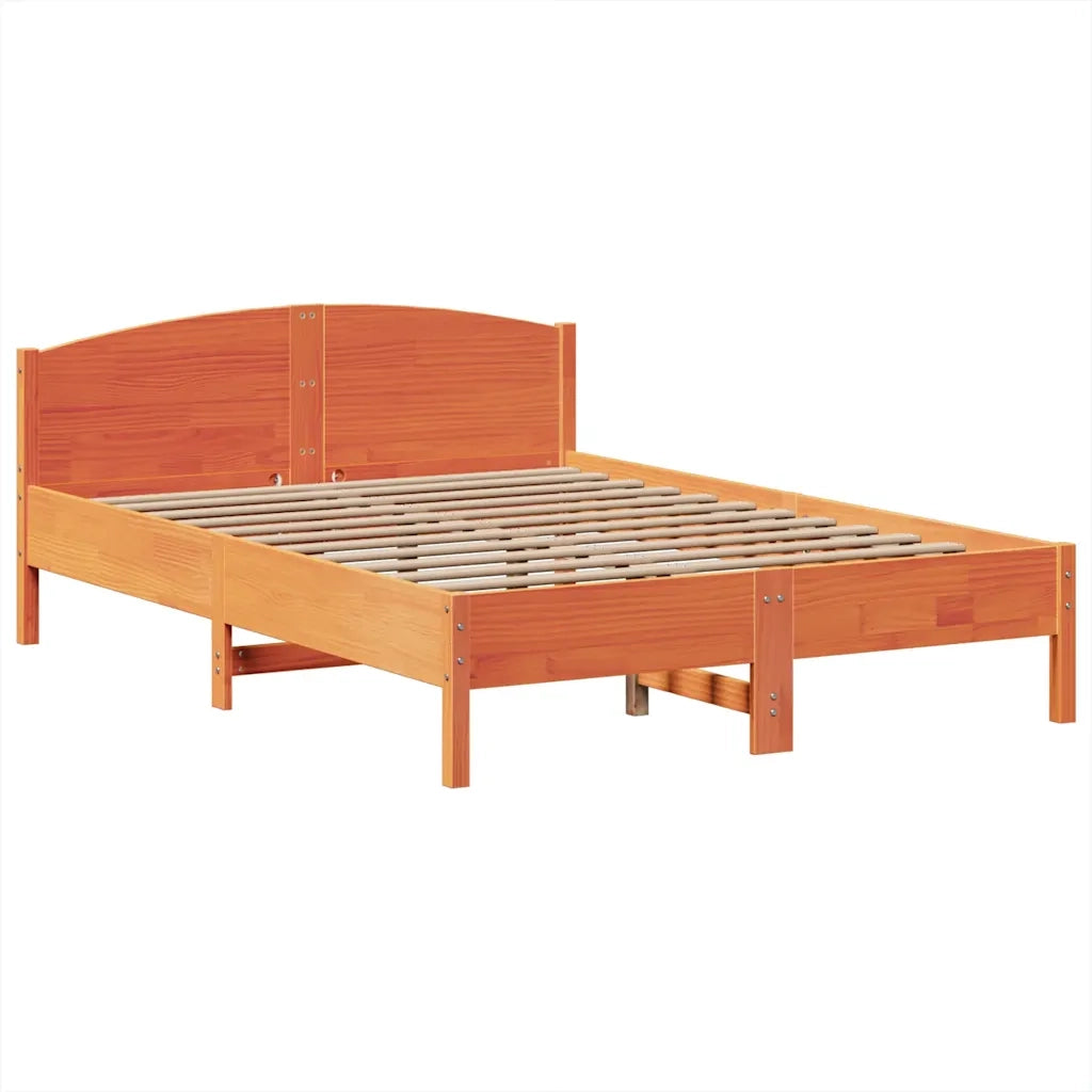 Letto Libreria senza Materasso Marrone Cera 160x200 cm in Pino 3323139