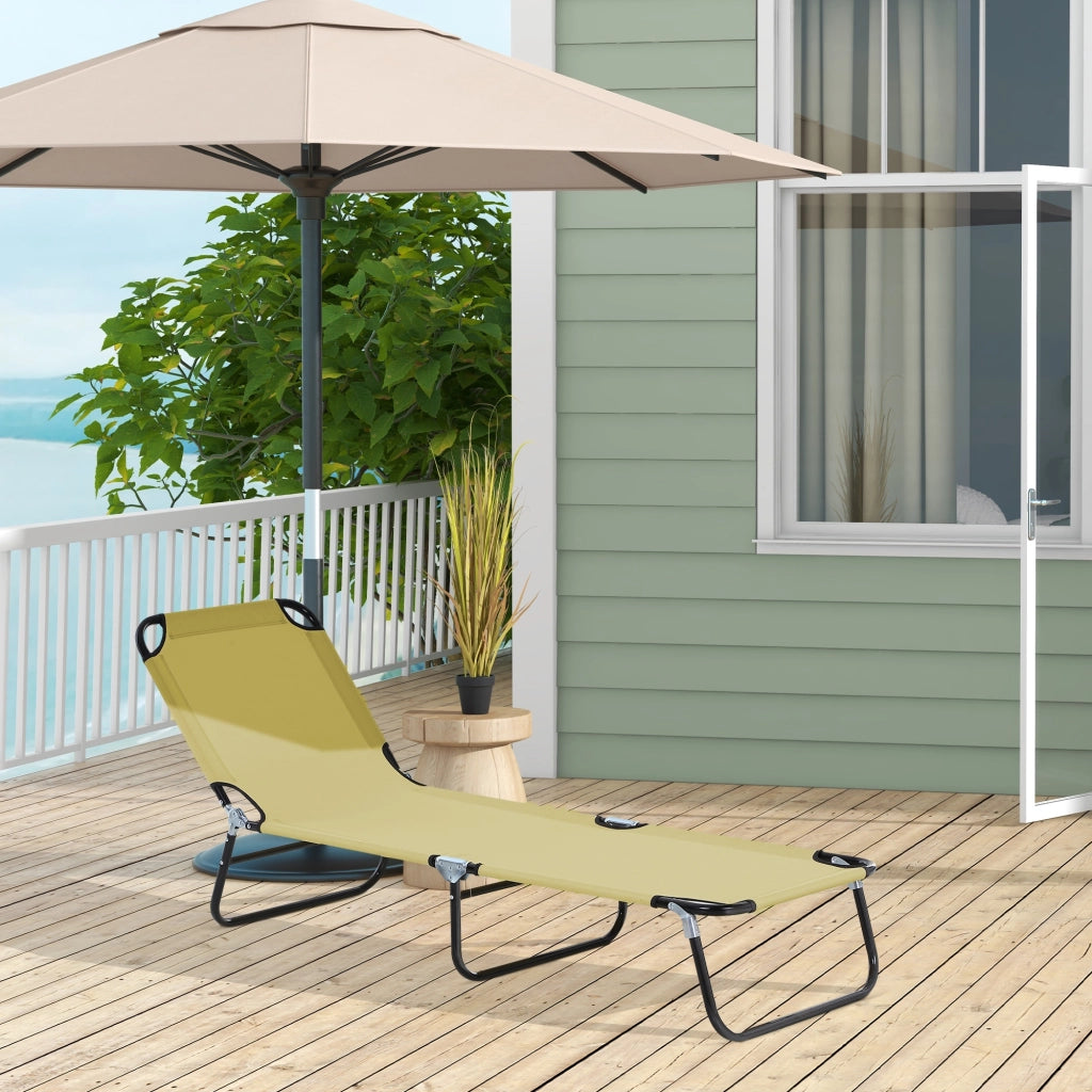 Lettino da Giardino Regolabile ¨C Zephmum ¨C Tessuto Oxford Beige 188x56x28 cm