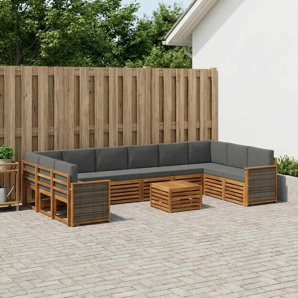Set di divani da esterno con cuscino 8 pcs Naturale e Antracite 3384918