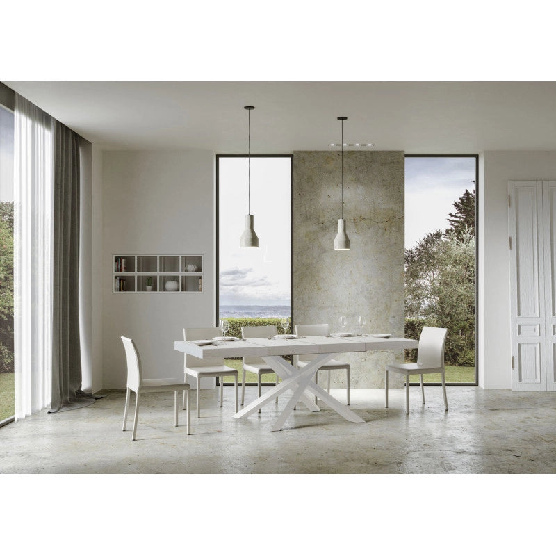 Tavolo allungabile 120/380x90 cm Volantis Premium telaio Bianche - Bianco Frassino