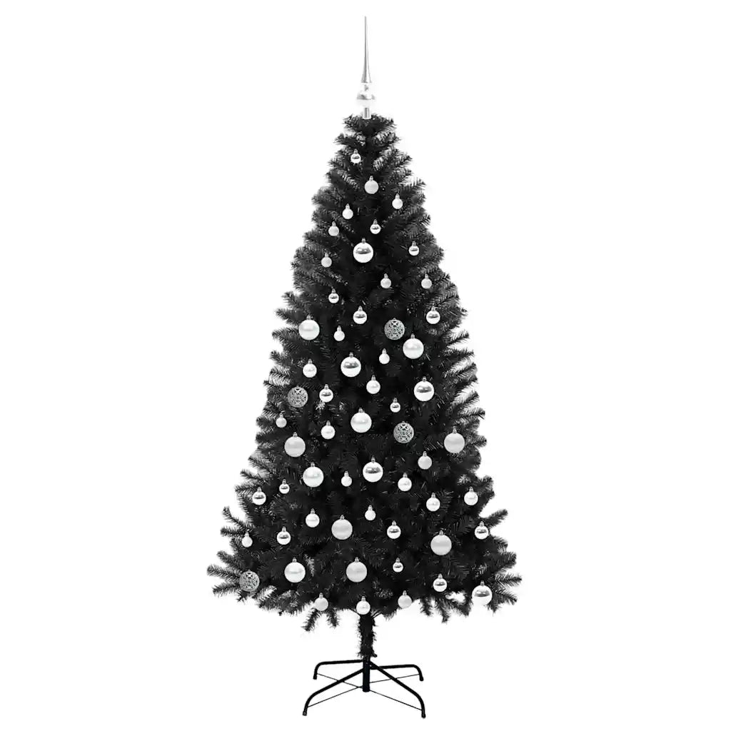 Albero di Natale con 300 LED con supporto Nero 180 cm PVC