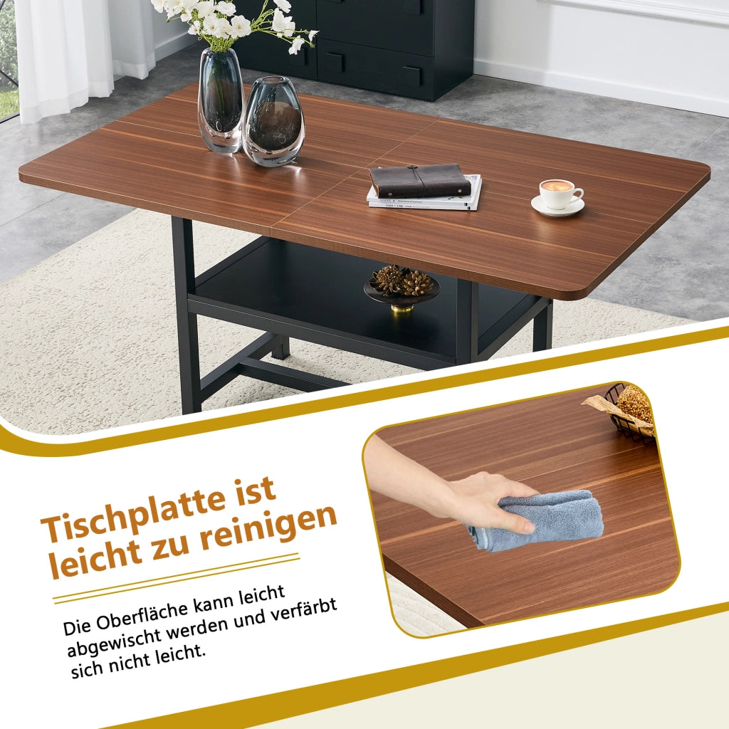 Tavolo da pranzo per 4-6 persone con ripiano contenitore stile moderno per cucina e sala da pranzo 160 × 90 × 76 cm