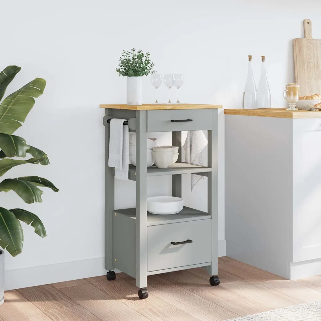 Carrello da Cucina MONZA 48x40x88,5 cm in Legno Massello di Pino 376086