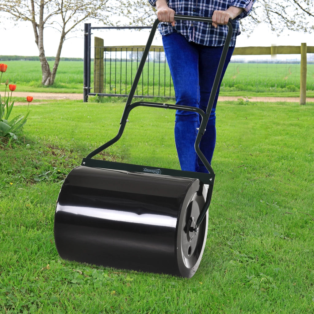 Rullo per Prato con Manico a U ¨C zephmum ¨C 40 cm Diametro, 60 L, Metallo, Nero 57x40x123 cm