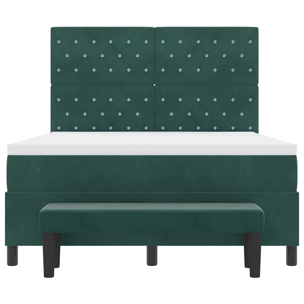 Letto a molle con testiera Verde Scuro 190 x 140 cm Velluto 3344447