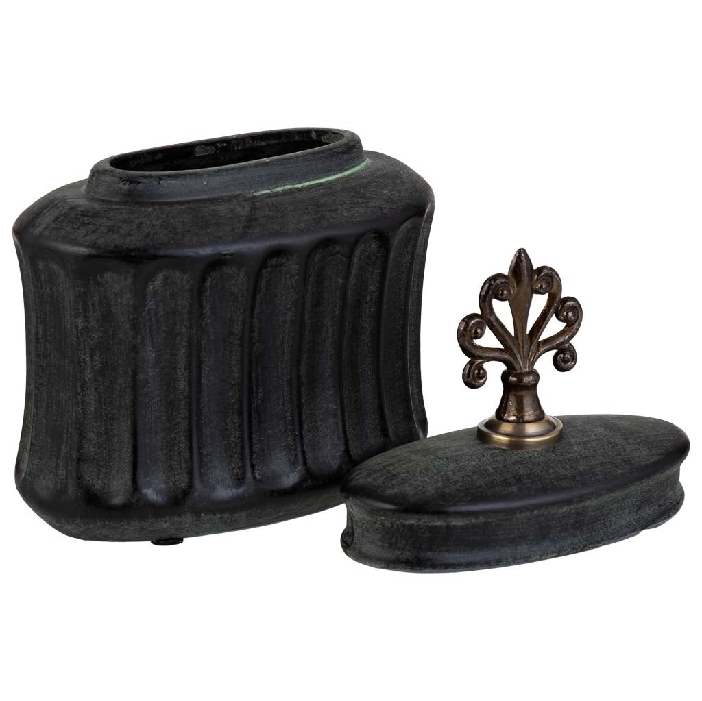 Vaso in ceramica nera, 18,5x10,5x24h cm