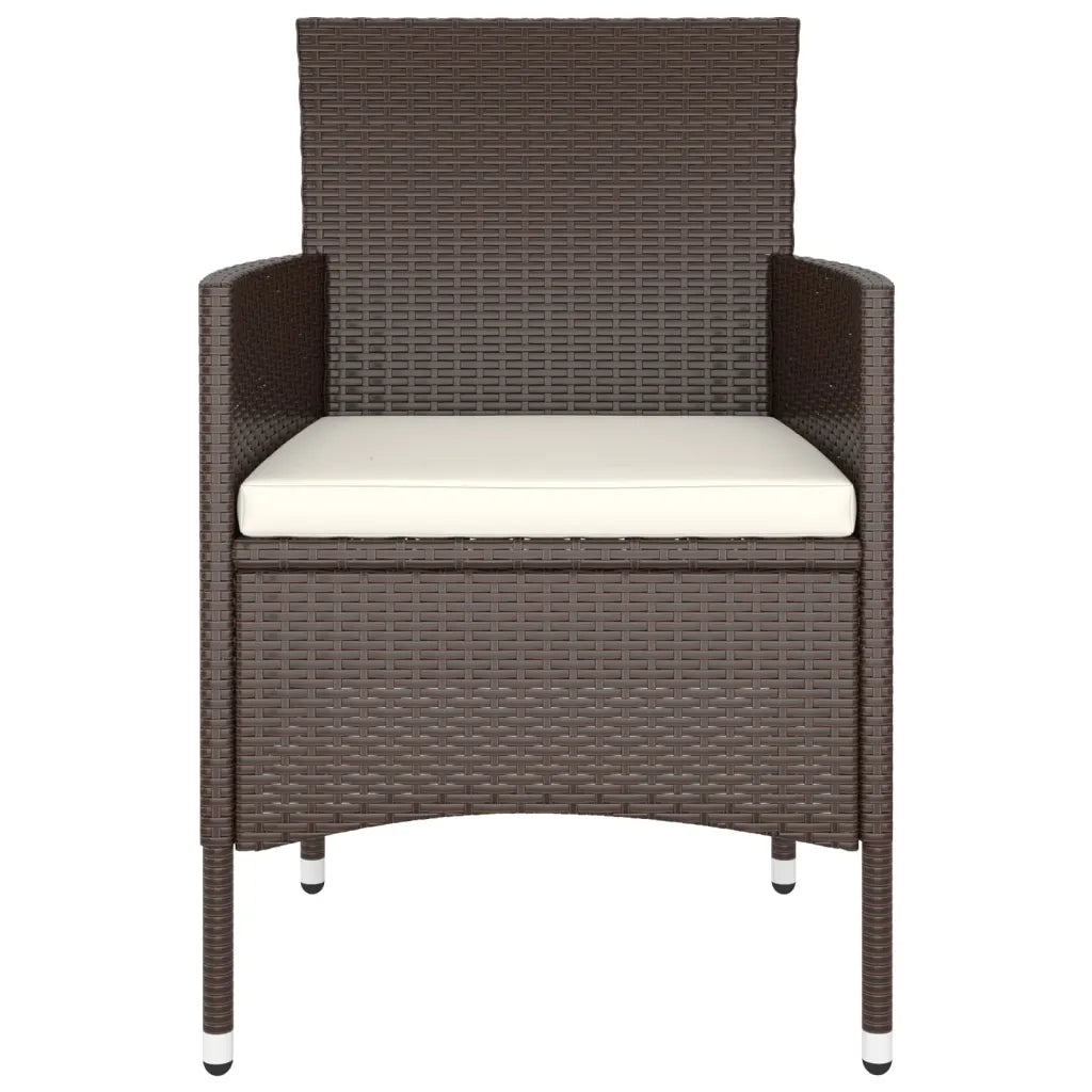 Set Bistrot Giardino 5 pz | Set Salotto da Giardino Polyrattan e Vetro Temperato Marrone