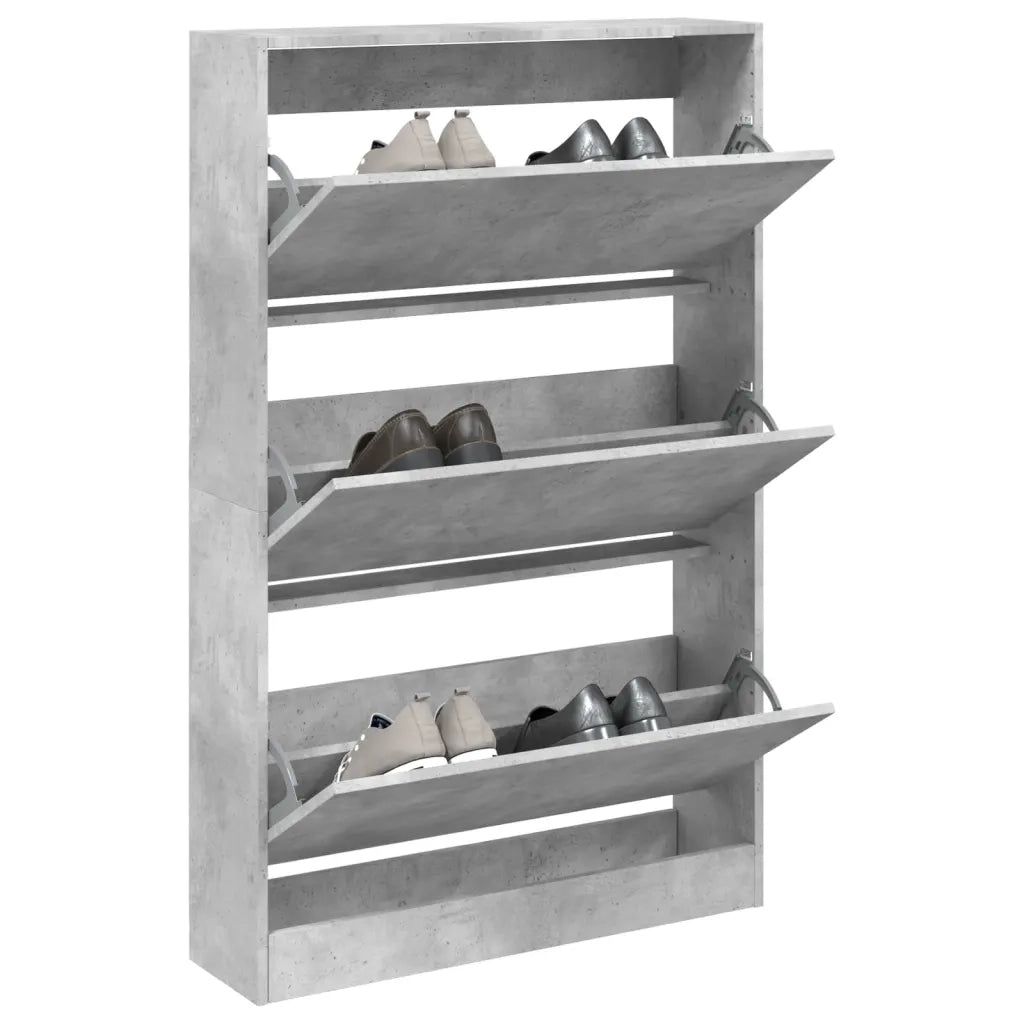 Scarpiera-Scaffale per scarpe Grigio Cemento 80x21x125,5 cm in Legno Multistrato