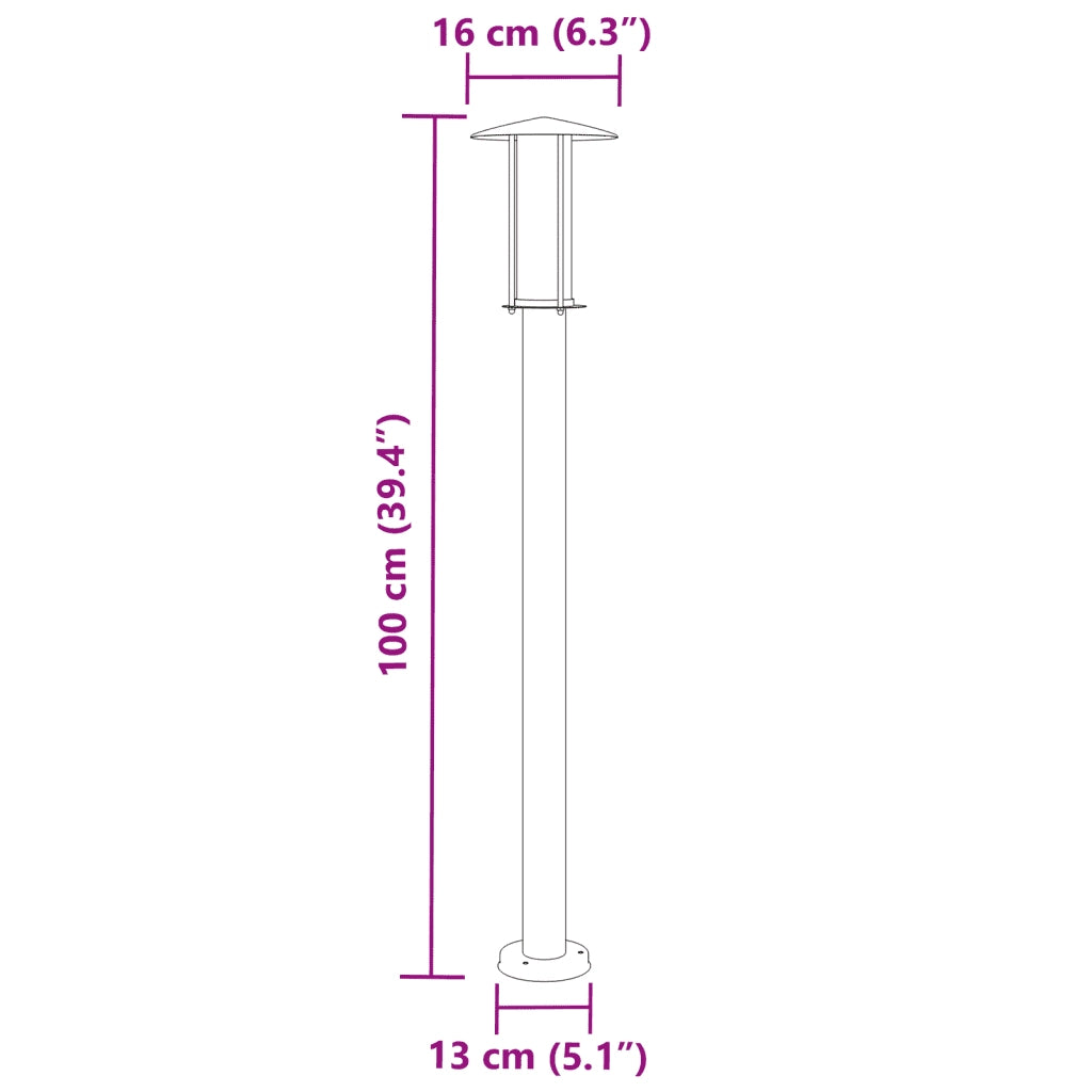 Lampade da Terra per Esterni 3 pz Argento 100cm in Acciaio Inox CFW3623105