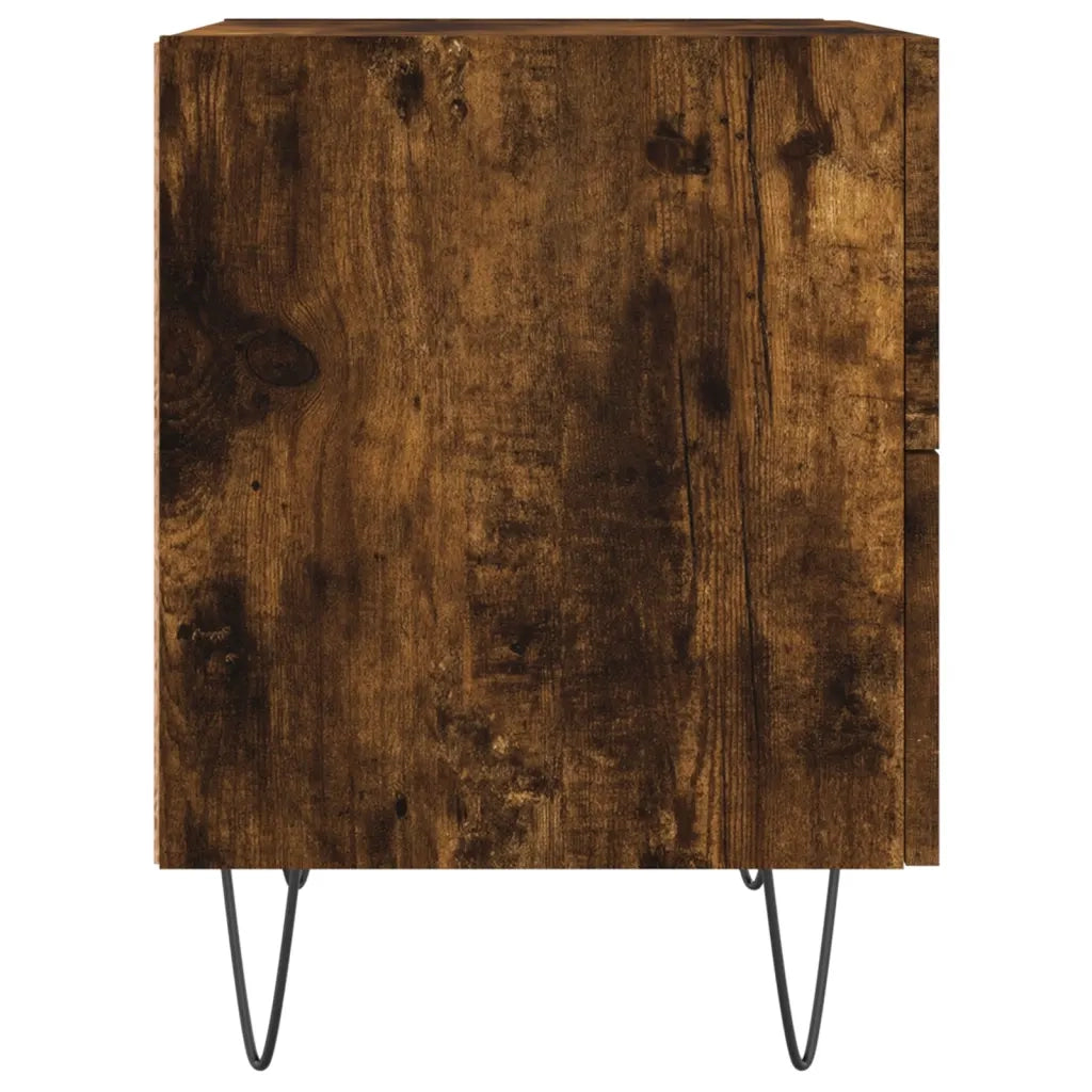 Set di 2 Comodini | Armadio da Notte | Mobiletto da notte Rovere Fumo 40x35x47,5 cm in Legno Multistrato