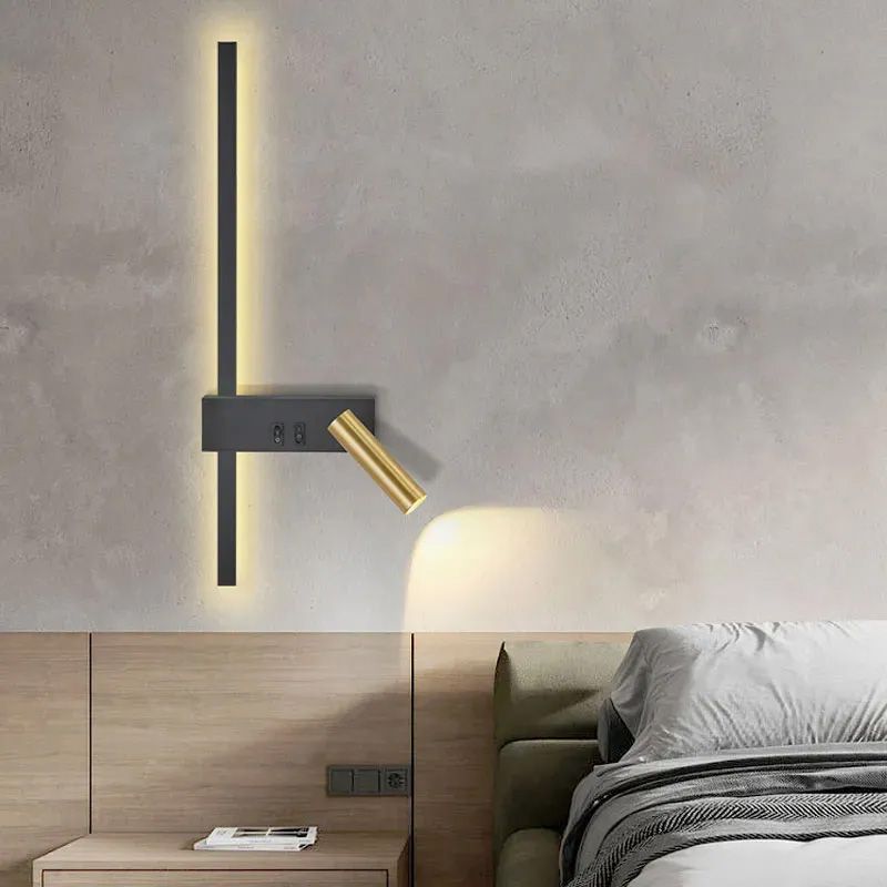 Lampada Da Parete App1439-w Right Black Gold