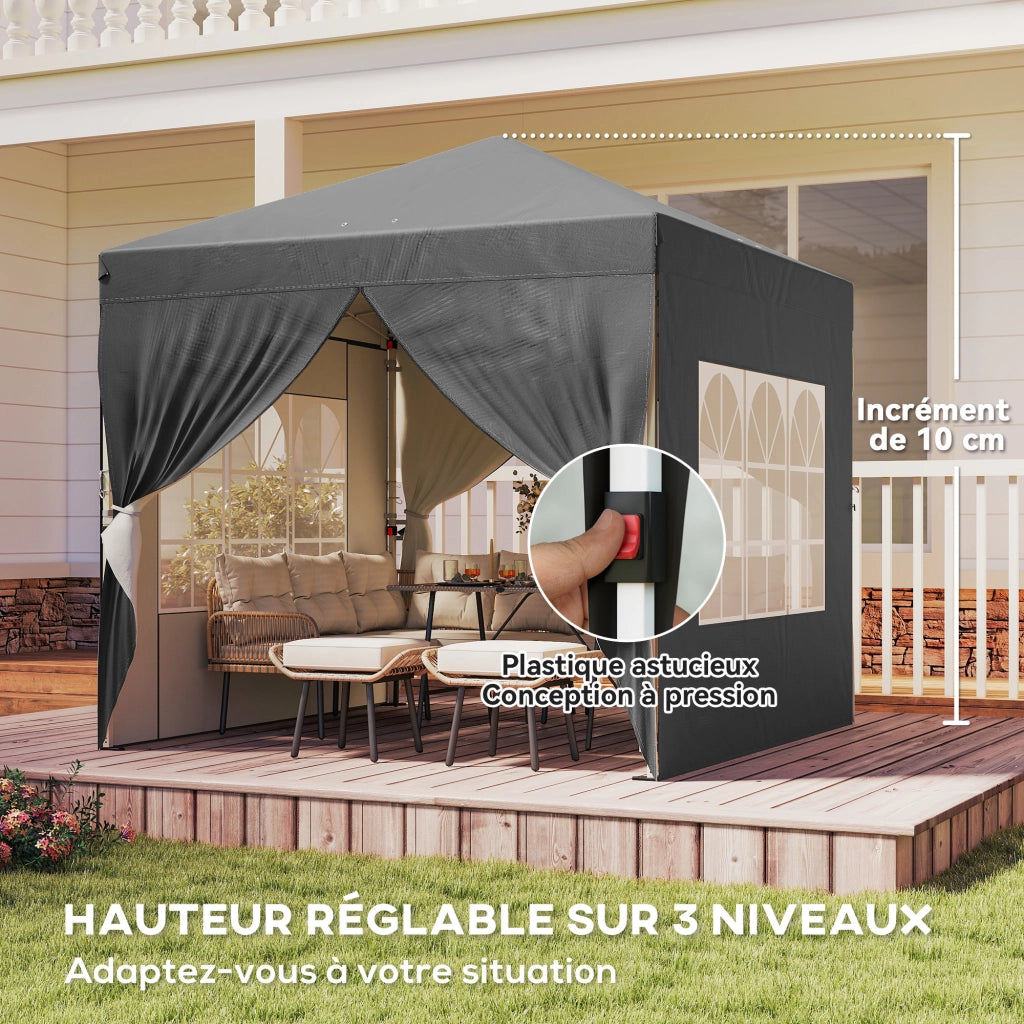 Tonnelle da giardino pieghevole ¨C zephmum ¨C 2.5x2.5m grigio scuro
