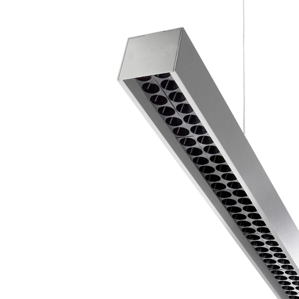 Lampadario LED 60W dimmerabile pendente barra sospensione doppia emissione 4000K luce indiretta scrivania ufficio GRIGIO