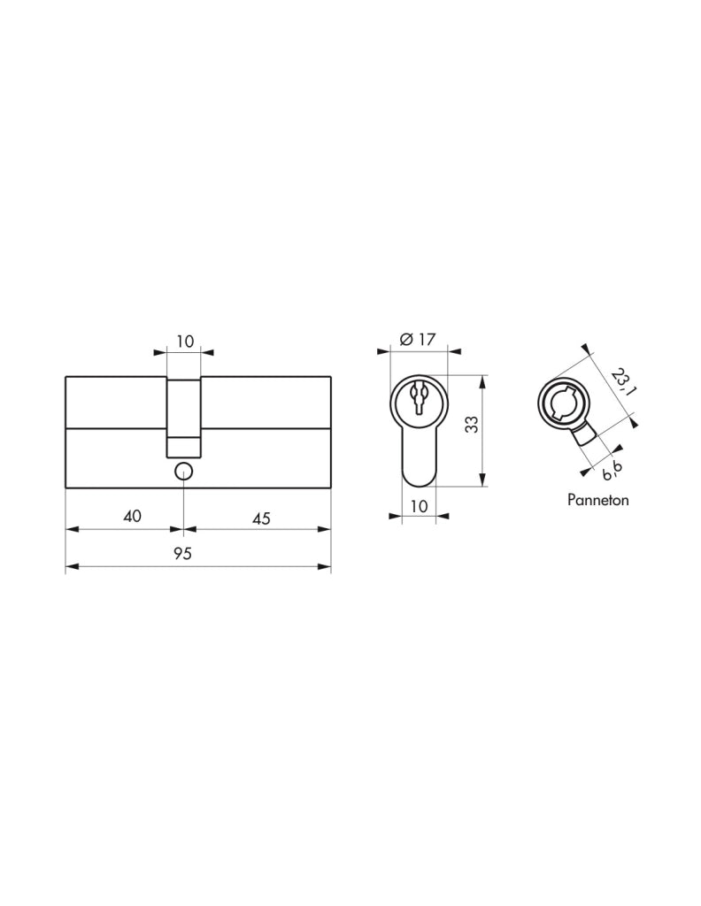 Cilindro europeo SA 40 x 45 mm finitura ottone, 3 chiavi – THIRARD