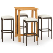 Set Bar da Giardino 5 pz | Set Salotto da Giardino con Cuscini Marrone