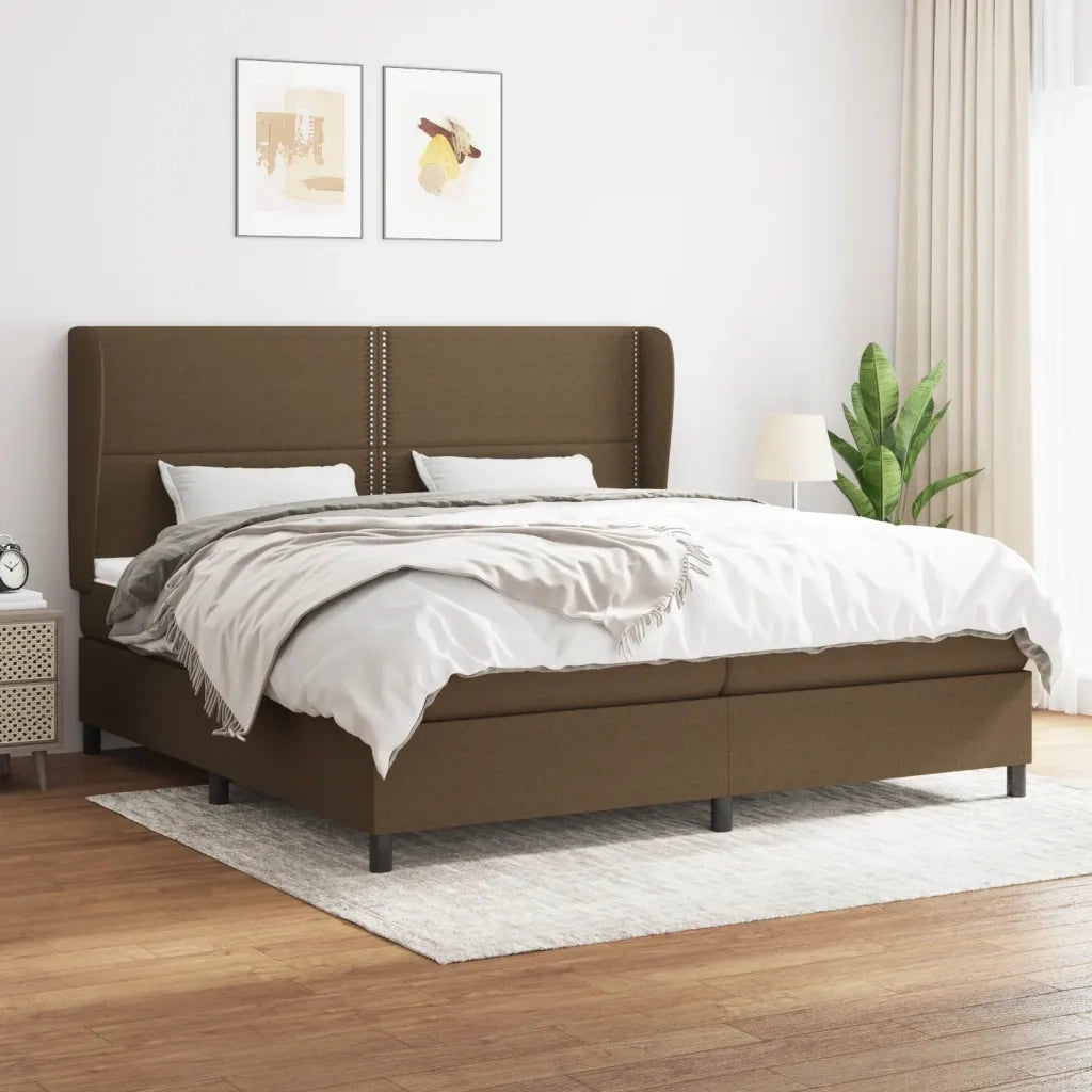 Giroletto a Molle con Materasso Marrone Scuro 200x200cm Tessuto 3127912