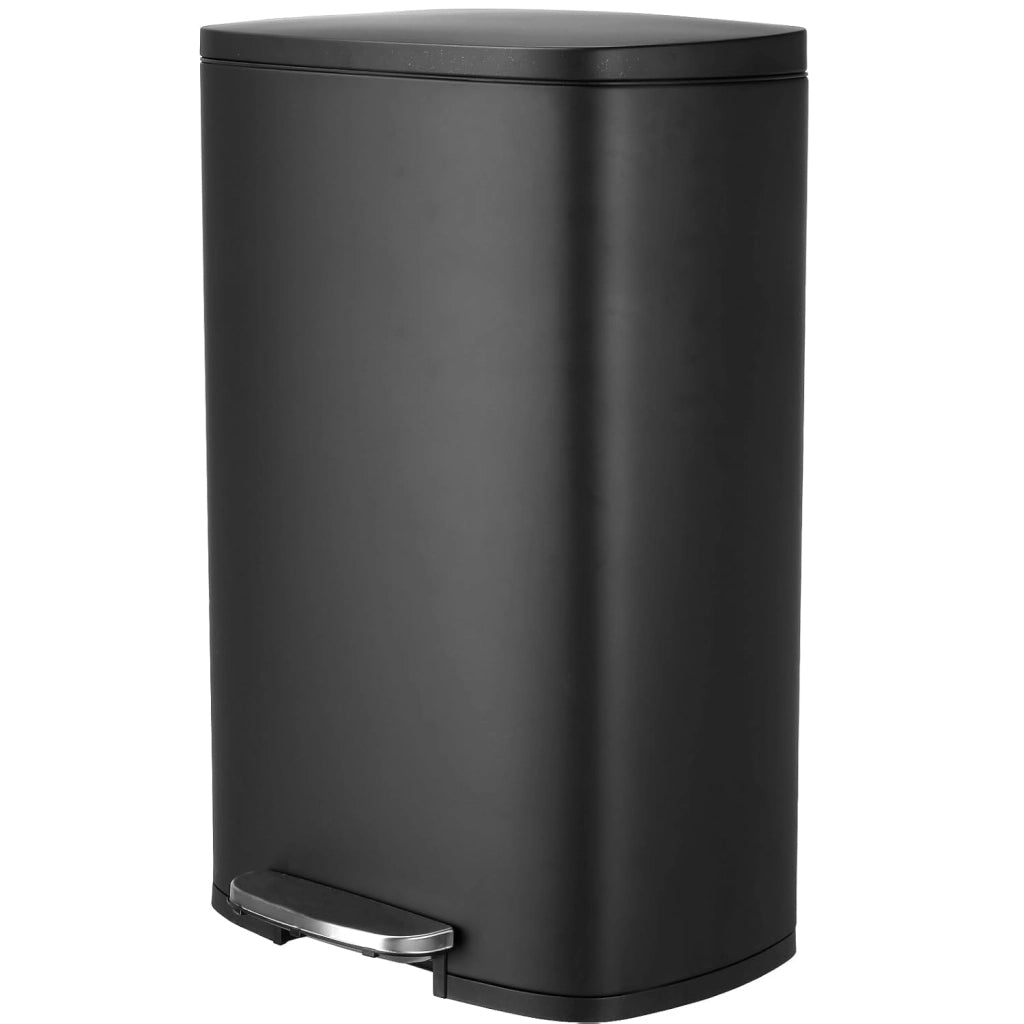Pattumiera Cucina 50 Litri, Cestino a Pedale in Acciaio con Coperchio a Chiusura Morbida, Secchio Interno, 50 l Cestino per Interno Cucina, Bagno, Ufficio, Nero