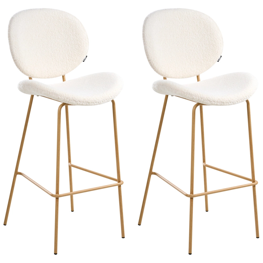 Set di 2 sedie con gambe senza braccioli Bouclè PU Gambe in ferro nero Design contemporaneo e retrò Sedute per la sala da pranzo bianco
