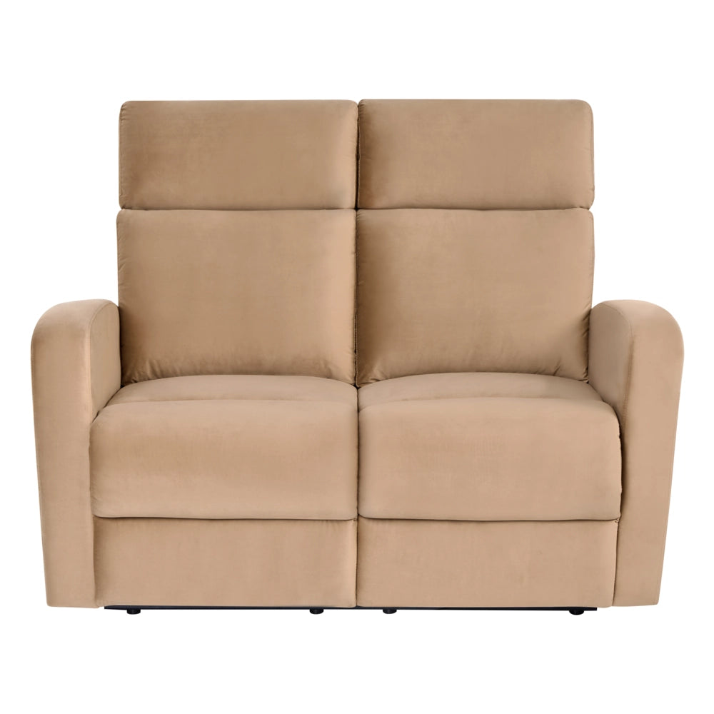 Divano 2 posti con schienale reclinabile manualmente in velluto marrone chiaro design moderno glamour soggiorno