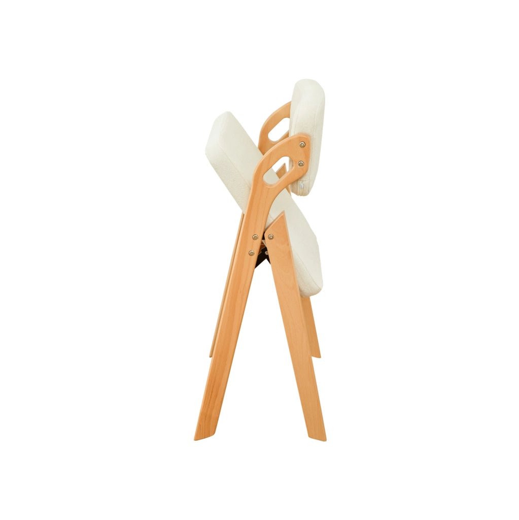 Sedia pieghevole imbottita con seduta in schiuma; legno; beige