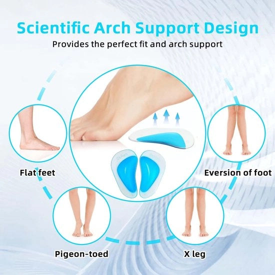 Inlegzoli Gel - 6 Paia Support Inlegzoli - Sostegno per Piede - Artrosi - Piedi Piatti - Inlegzoli Ergonomici Comfortevoli