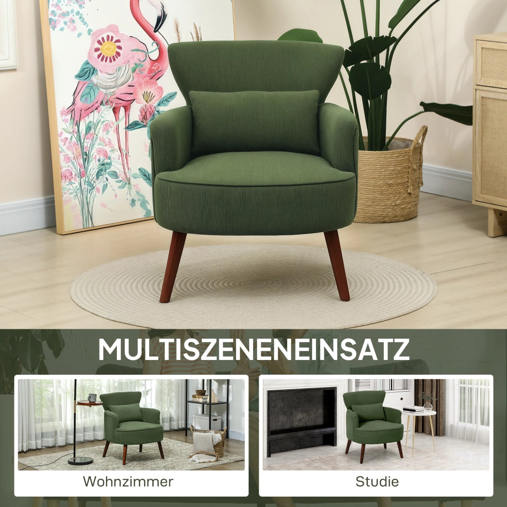 Poltrona ¨C Zephmum ¨C Verde Tessuto Imbottita con Cuscino Lombo