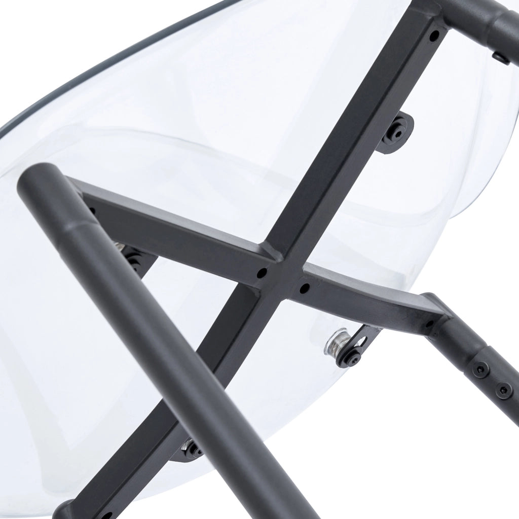 Set di sgabelli da bar trasparenti con struttura in metallo nero
