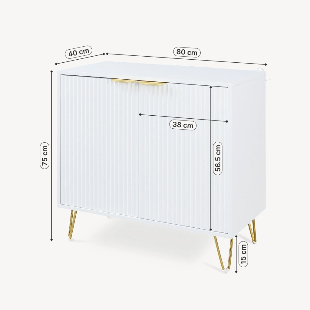 Credenza Multiuso Trondi Mobile Contenitore a 2 Ante 75 x 80 x 40 cm - Bianco [en.casa]
