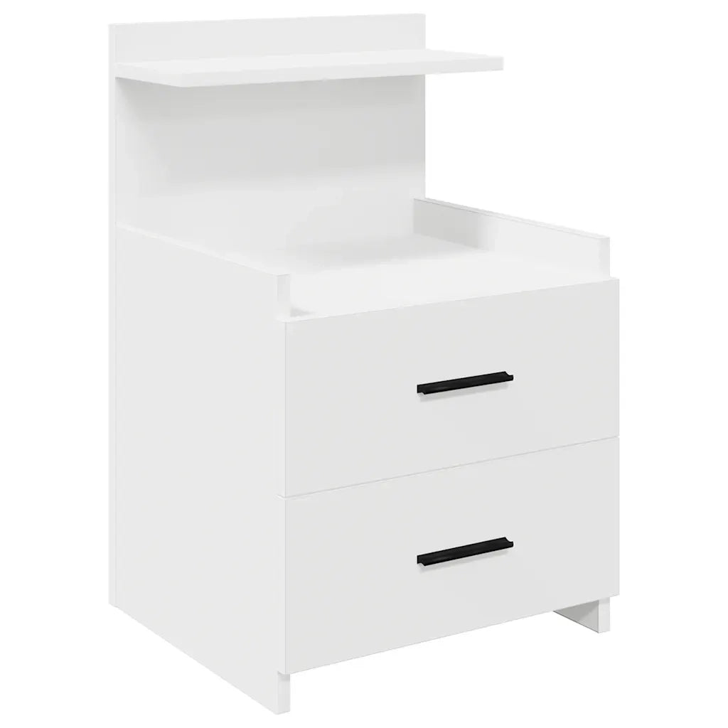 Comodini 2 pz con 2 Cassetti-Set di 2 Tavolino da notte bianchi 40x36,5x62 cm