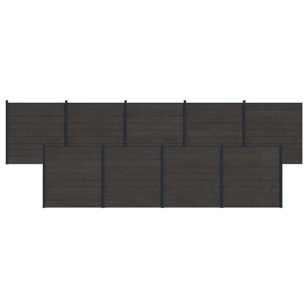 Pannello di Recinzione 9 pcs WPC e Alluminio Nero
