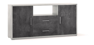 Madia 2 Ante 2 Cassetti 174x84x41 cm Ossido Bianco/Ossido Nero