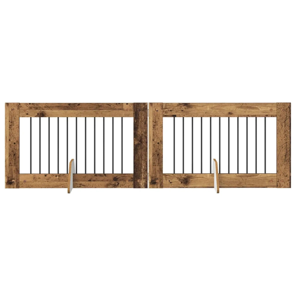 Cancello per cani con supporti 2 pcs Legno antico 100 x 60 cm 892113