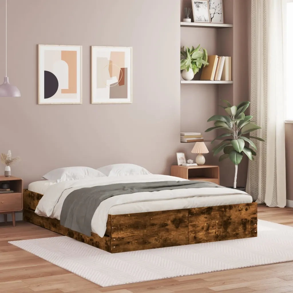 Giroletto con Cassetti Rovere Fumo 150x200 cm Legno Multistrato