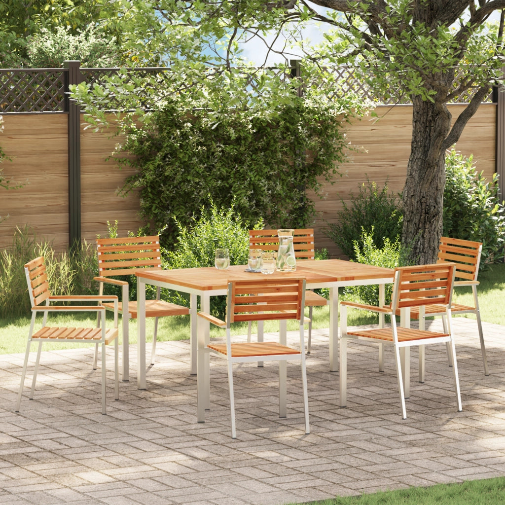Set Pranzo Giardino 7 Pezzi Legno Massello Teak