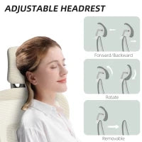Sedia da Ufficio Ergonomica con Rivestimento in Rete, regolabile, con rotelle, braccioli e poggiatesta, Beige