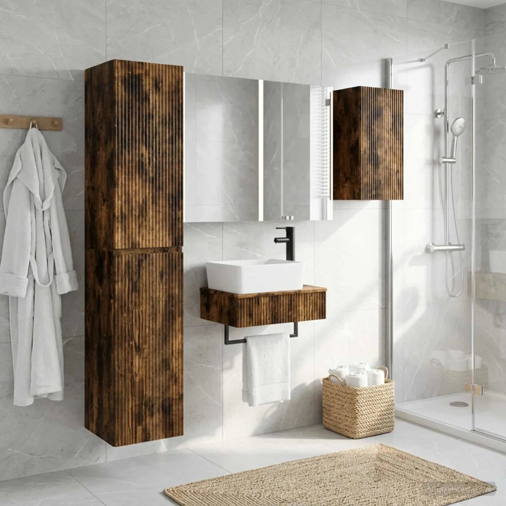 Set di mobili per il bagno 5 pcs Rovere Fumo 3407283