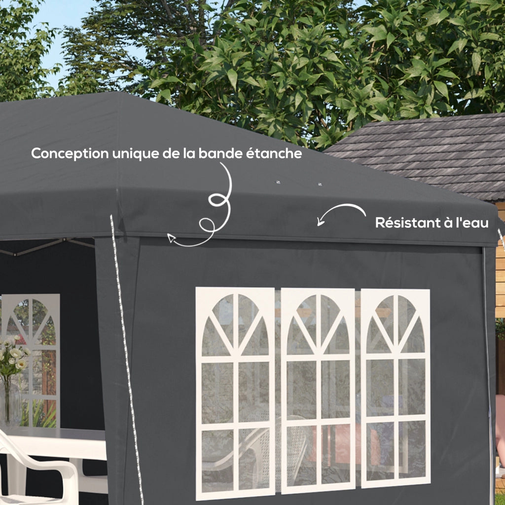 Tonnelle Pop-Up Pieghevole ¨C Zephmum ¨C 3x6m Grigio Antracite 3 Lati Smontabili