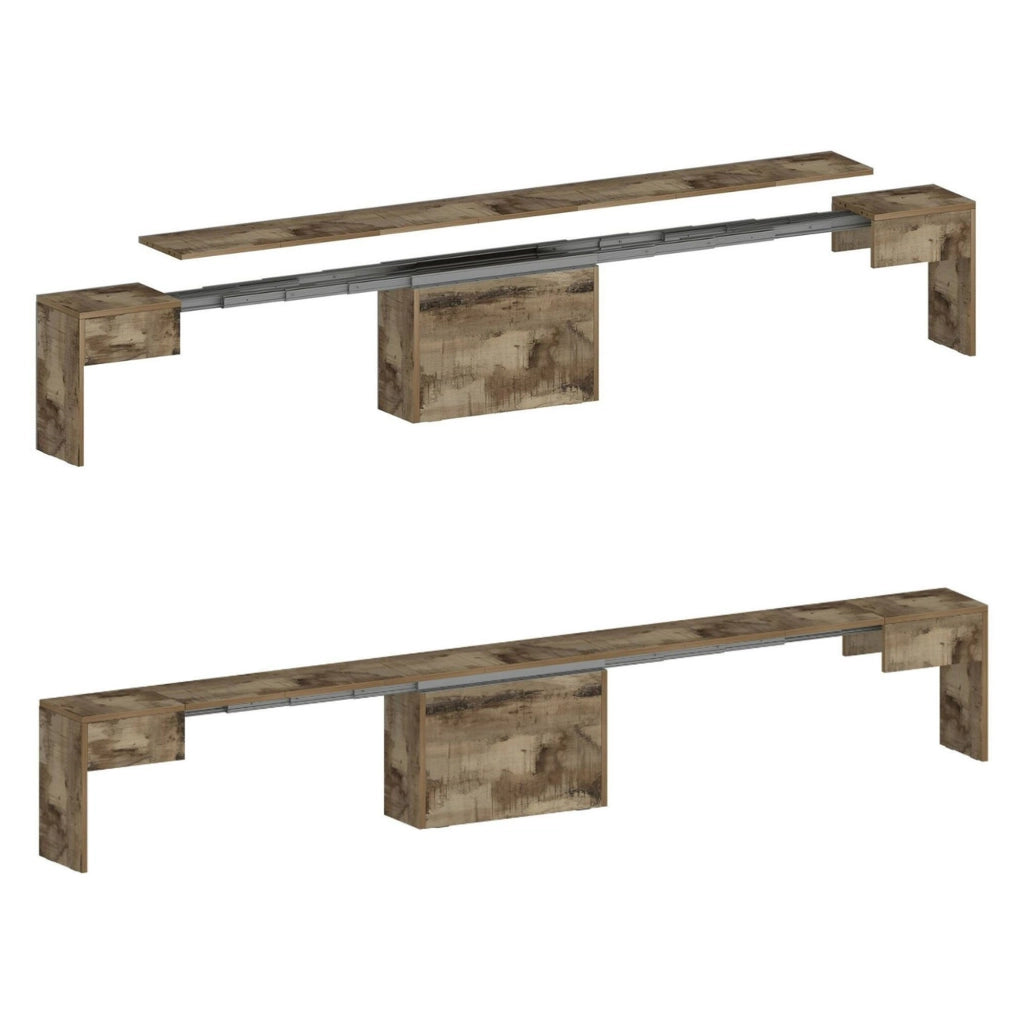 Panca Yutu, Seduta per tavolo da pranzo, Panca singola allungabile, 290x25h45 cm, Acero