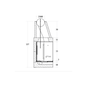 Camino a legna prefabbricato in ghisa con focolare aperto a sinistra m100tghjsx