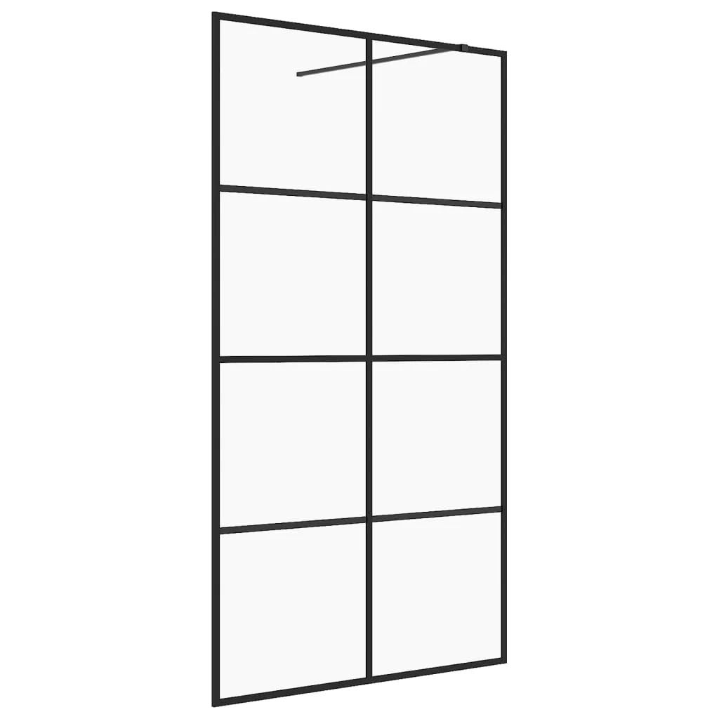 Parete doccia con vetro divisorio per vasca accessorio per il bagno parete doccia per interni ESG trasparente 140 x 195 cm nero 02_0002158