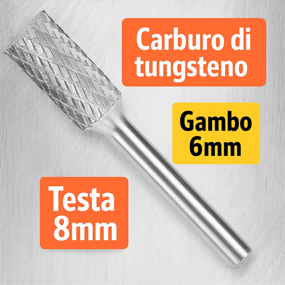 Fresa rotativa cilindrica carburo tungsteno sagomatura