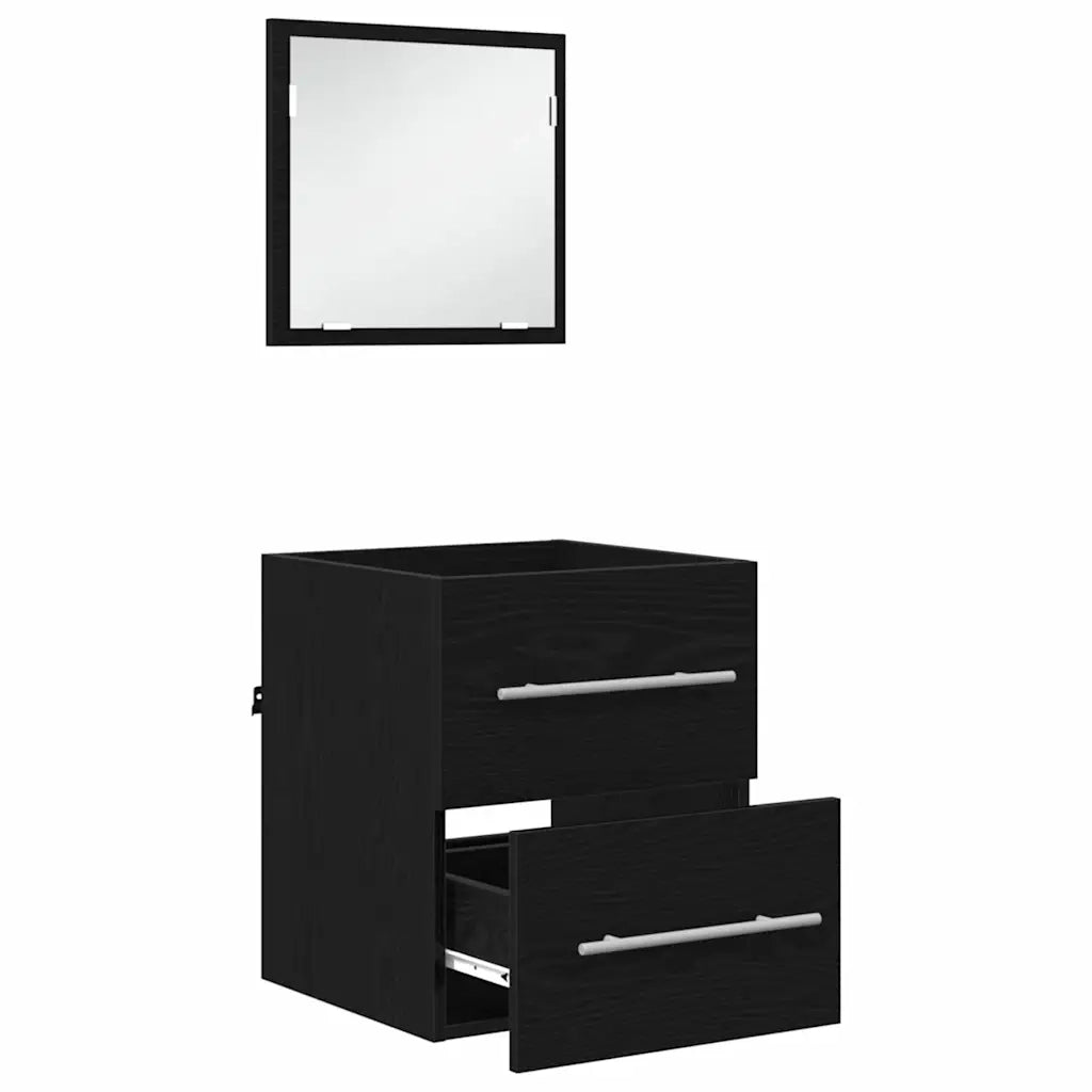 Set di mobili per il bagno con cassetto Nero 41 x 38,5 x 48 cm 875694