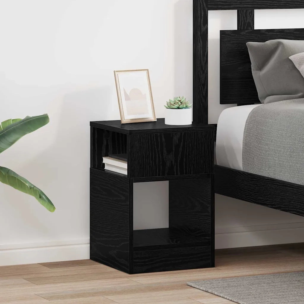 Tavolino 2 pcs Rovere Nero 30,5 x 30 x 45 cm Legno multistrato