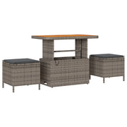 Set Divano da Giardino 8 Pezzi con Cuscini Grigio Polyrattan Acacia